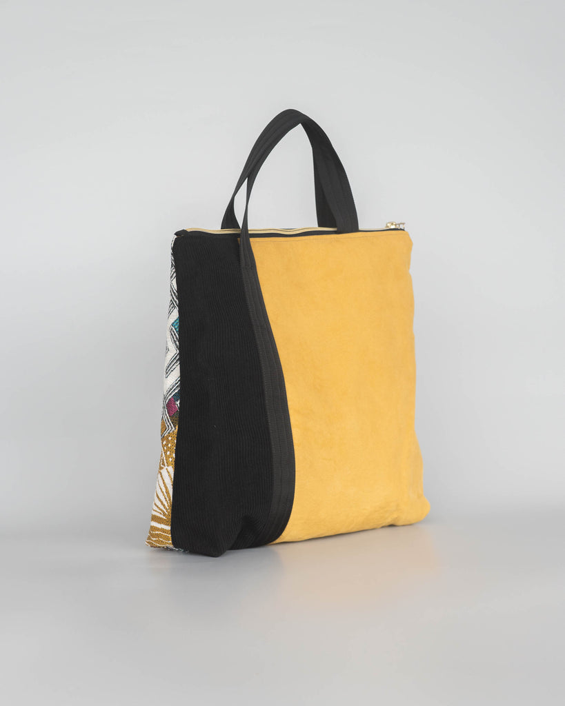 sac tissu jaune et noir