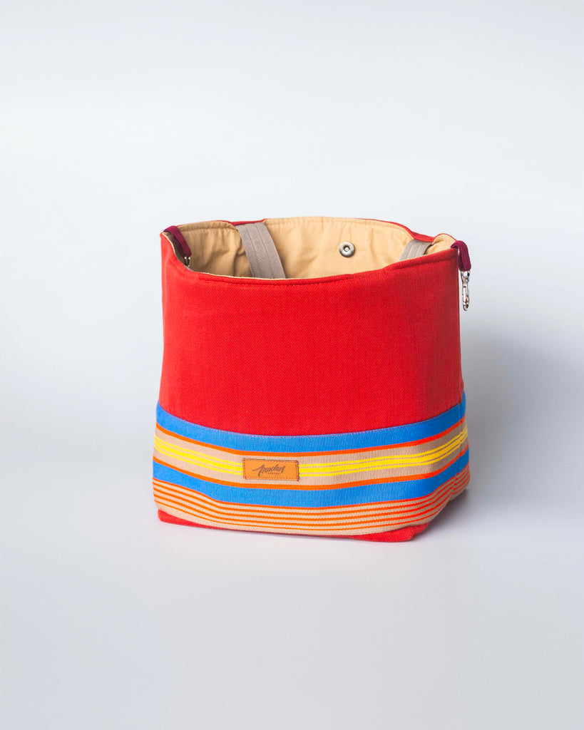 Panière en tissu teracotta avec anses 