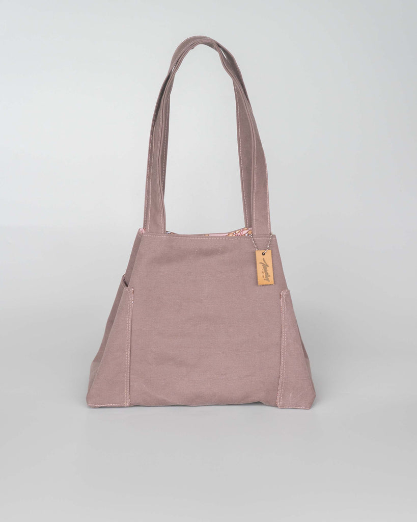 sac en toile coton couleur prune forme trapèze