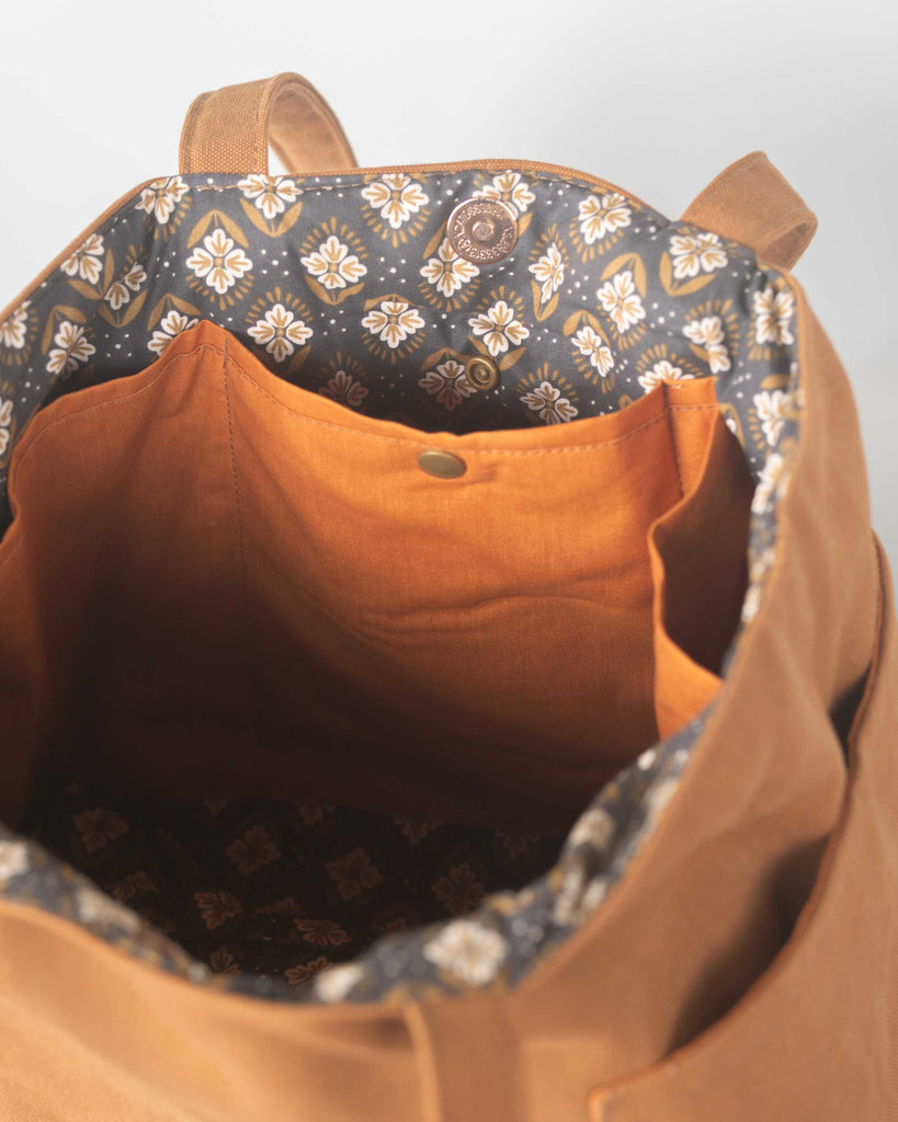 intérieur sac came doublure imprimé poches orange