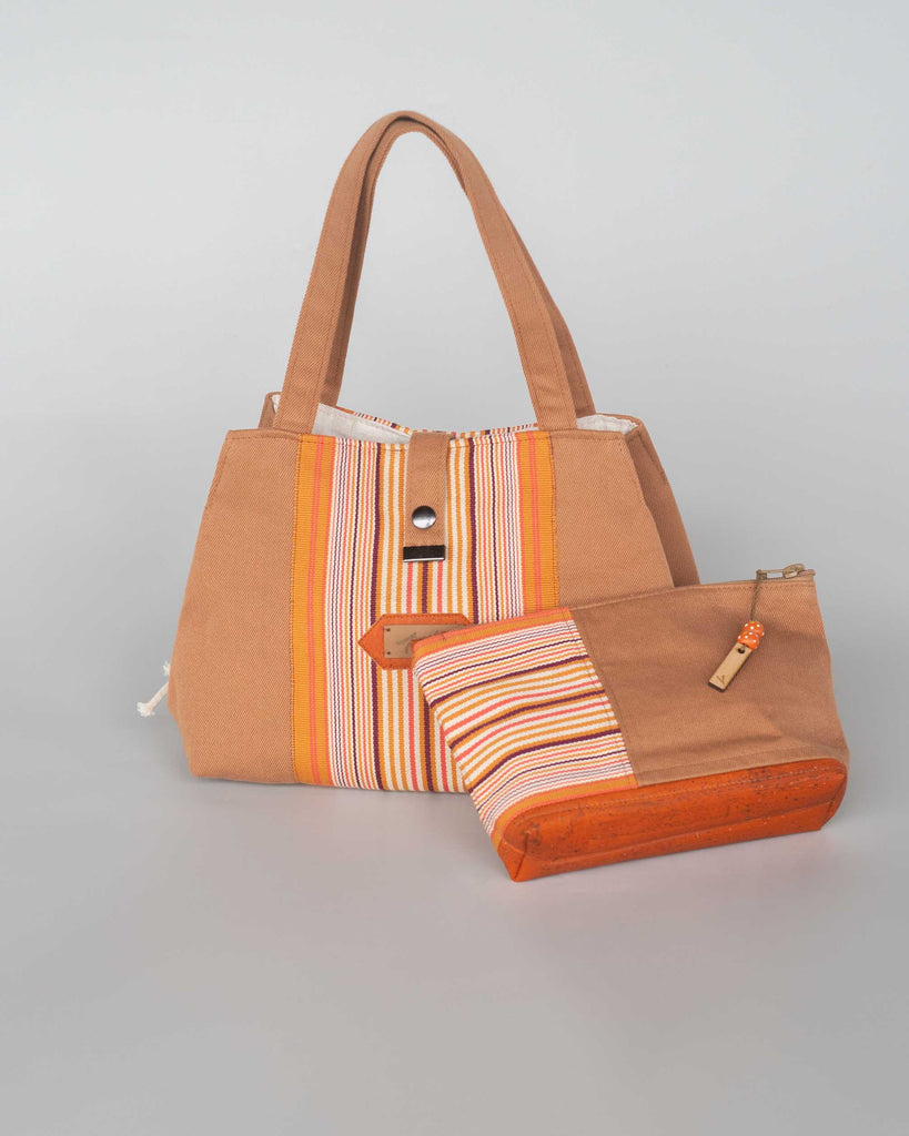 trousse zippée tssu basque orange et liège luxe orange