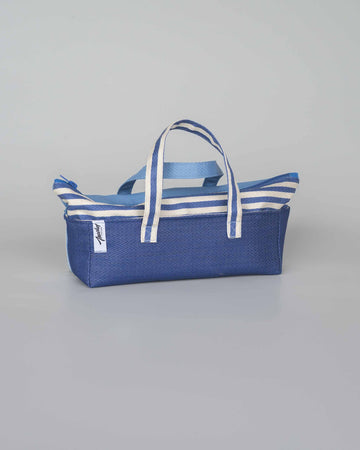 La trousse toile basque coté bleu uni et rayé